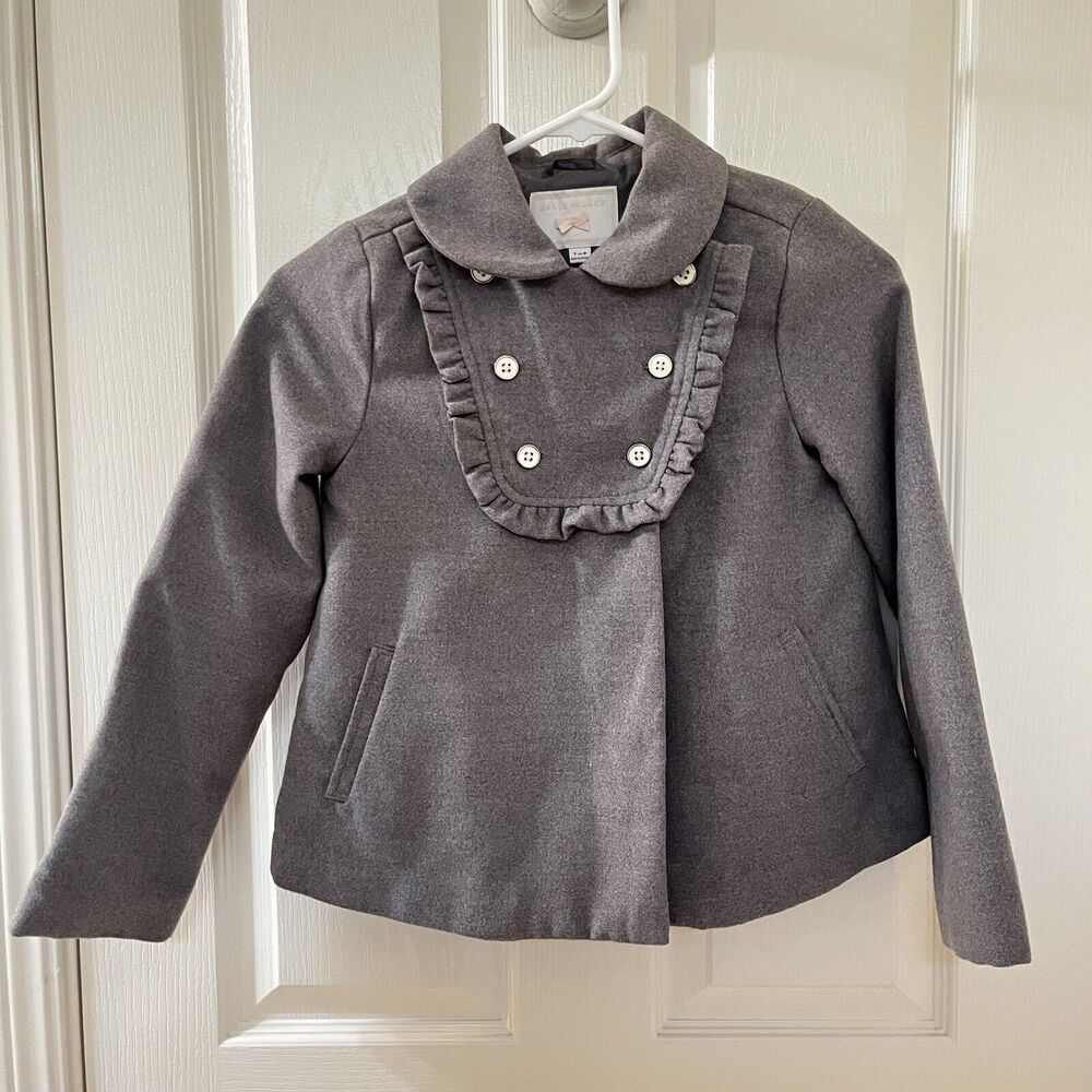 Janie and Jack Gray Double Breasted Peacoat Fancy Dress Coat Girls Size 7-8